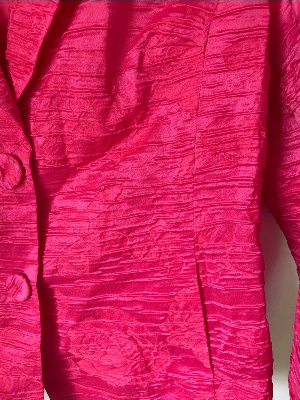 Akris Hot Pink Ruched Two-Button Blazer - Picture 3 of 9